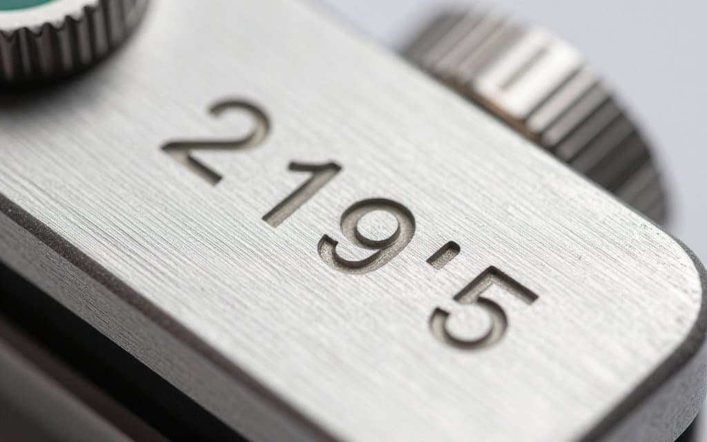 Close up of a vintage receiver faceplate and its model number