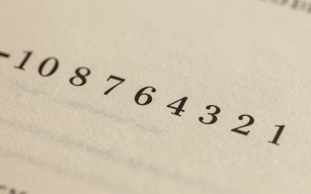 Macro of a copyright page number line, the key to how to tell if a book is a first edition.