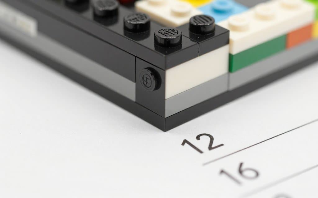 Lego box corner showing the set number used to value rare Lego pieces