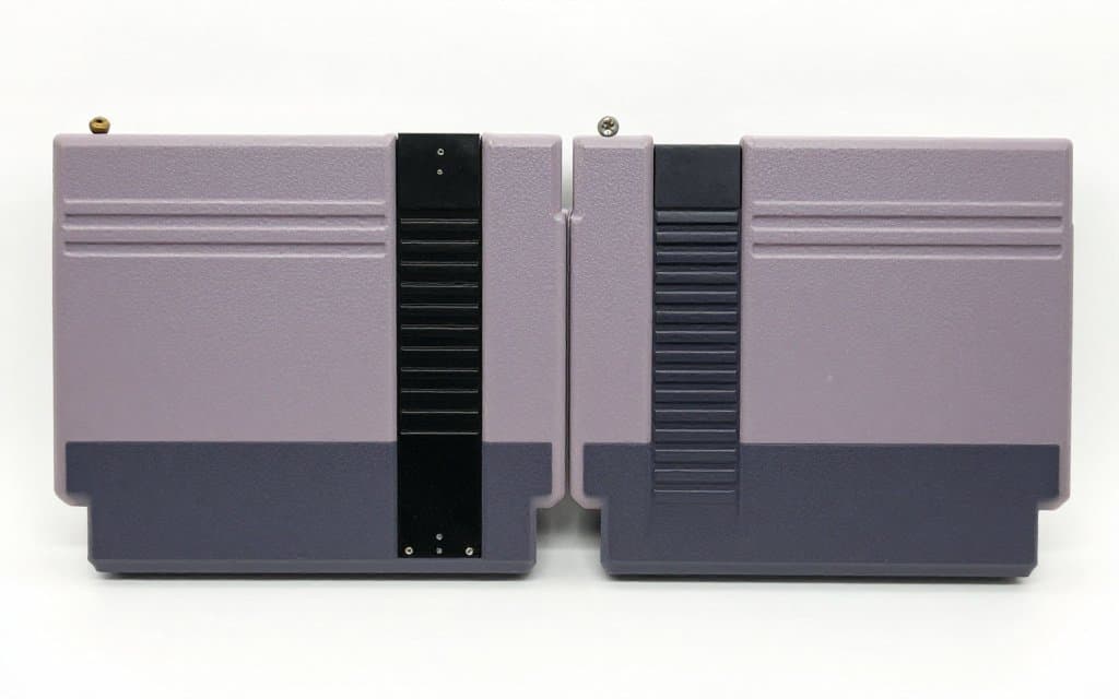 Two cartridge backs compared side by side to spot a fake before buying rare NES games.