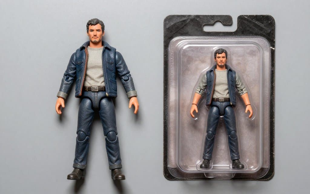 Top down comparison of loose and carded Kenner Star Wars figures side by side