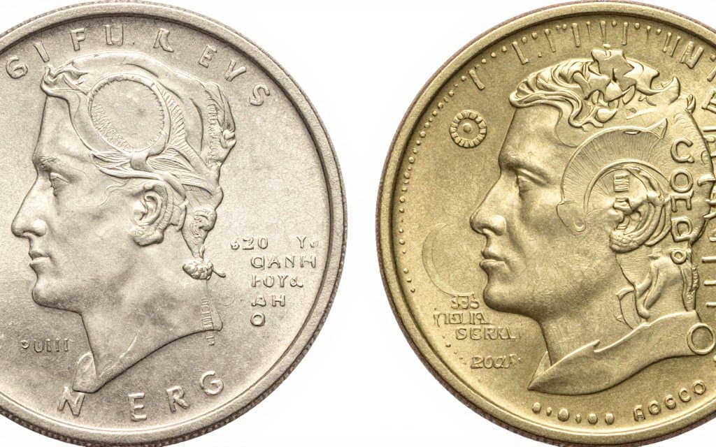 Edge comparison of a solid silver coin and a copper-clad coin, a fast way to tell if a coin is silver
