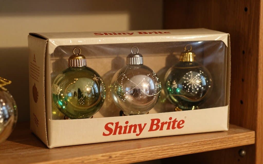 A boxed set showing vintage Christmas ornaments value in original packaging