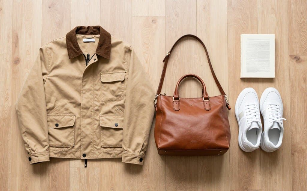 Jacket, handbag, paperback and sneakers side by side, each with a different eBay fees rate